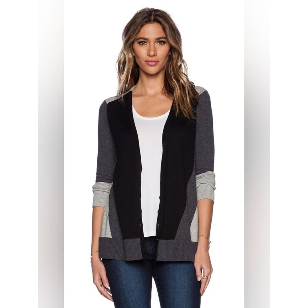 525 America Color Block Cardigan in Grey Combo